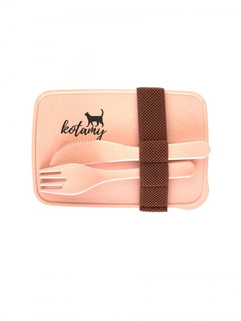 Ekologiczny lunchbox z bambusa pojemnik na kanapki różowy ze sztućcami KOTAMY Ekologiczny lunchbox z bambusa pojemnik na kanapki różowy ze sztućcami KOTAMY