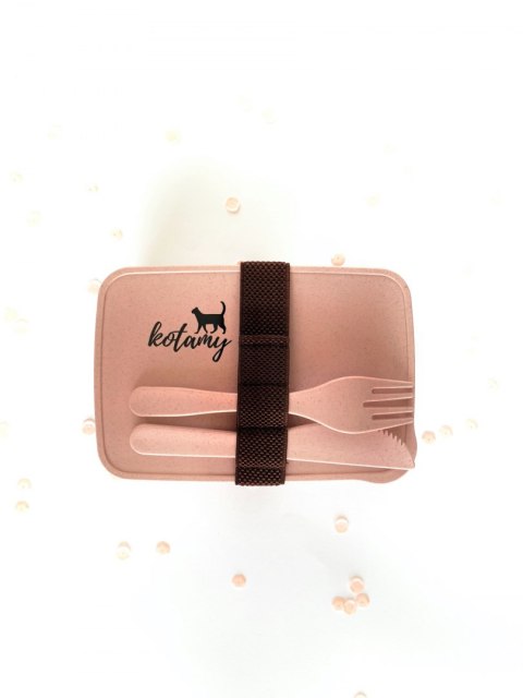 Ekologiczny lunchbox z bambusa pojemnik na kanapki różowy ze sztućcami KOTAMY Ekologiczny lunchbox z bambusa pojemnik na kanapki różowy ze sztućcami KOTAMY