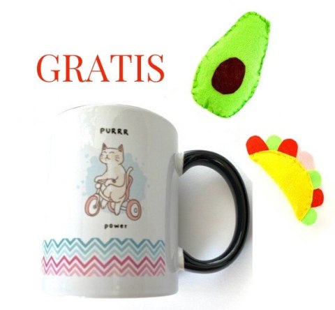 Duży kubek ceramiczny 300ml z motywem kota PURRR POWER Duży kubek ceramiczny 300ml z motywem kota PURRR POWER