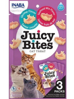 INABA JUICY BITES Wilgotne przysmaki dla kota (3 pack) - krewetki & owoce morza