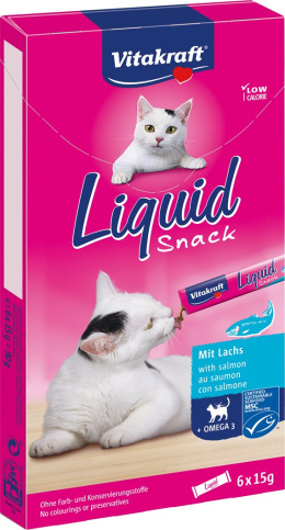 VITAKRAFT Cat Liquid Snack z łososiem + omega3 6 sztuk