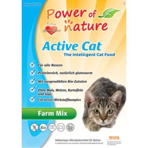 Power of Nature Active Cat Farm Mix - kurczak, łosoś, jagnięcina i brązowy ryż 6 kg