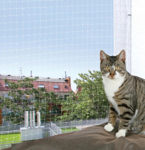 Siatka ochronna dla kota na okno balkon 6x3m transparentna