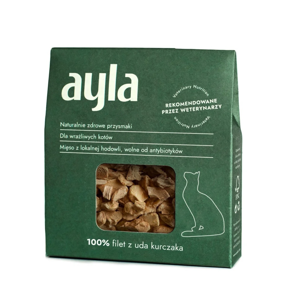 Ayla Filet z uda kurczaka liofilizowany - przysmak dla kota 28g Ayla Filet z uda kurczaka liofilizowany - przysmak dla kota 28g