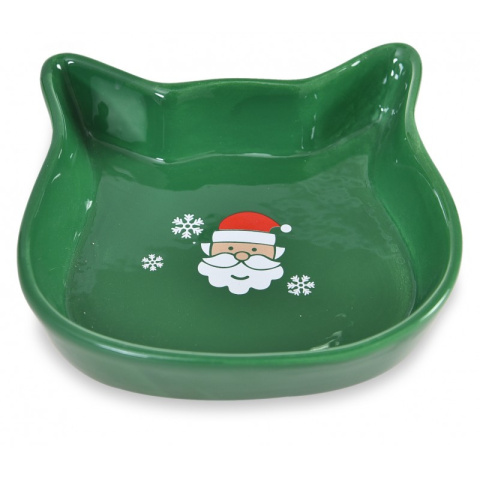 BARRY KING Świąteczna miska ceramiczna dla kota zielona