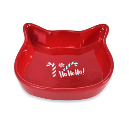 BARRY KING Świąteczna miska ceramiczna dla kota czerwona