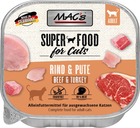 MAC's Cat Superfood wołowina i indyk - tacka 100g