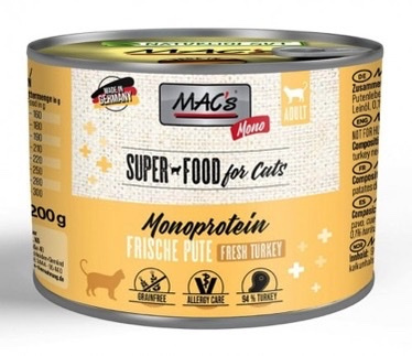 MAC's MONO Superfood indyk karma mokra dla kotów 200g MAC's MONO Superfood indyk karma mokra dla kotów 200g