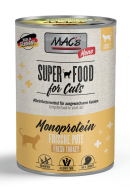 MAC's MONO Super Food świeży indyk karma mokra dla kotów 400g