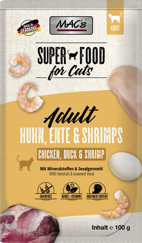Mac's Cat Superfood kurczak kaczka i krewetki saszetka 100g