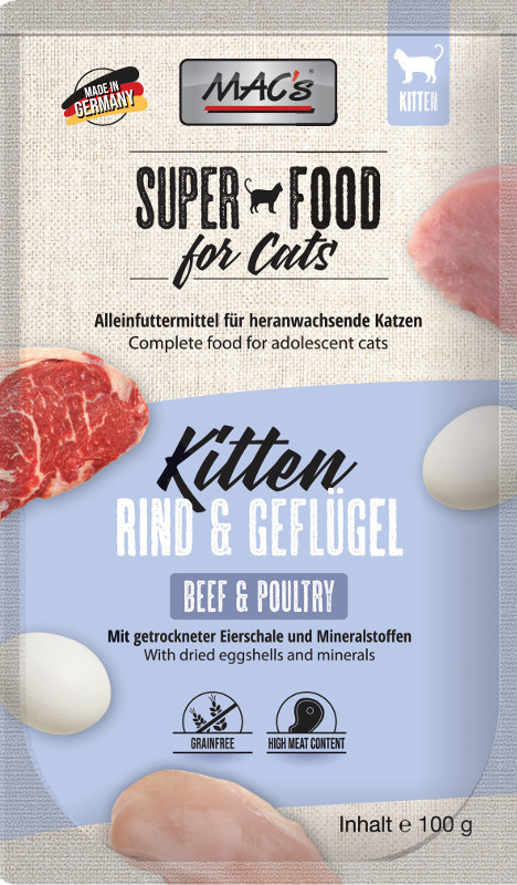 Mac's Cat Kitten Superfood wołowina i drób saszetka 100g