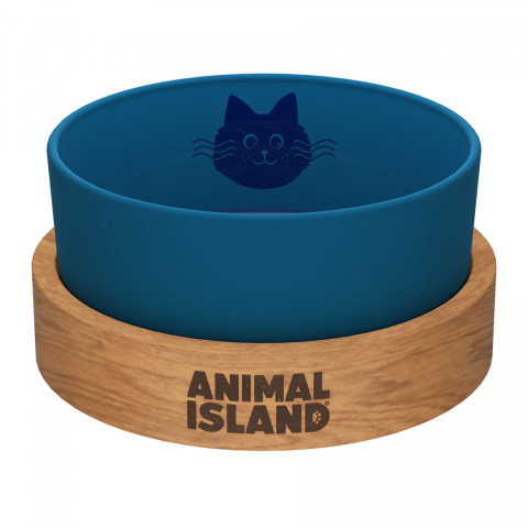 Animal Island miska dla kota z podstawką szklana 900 ml- niebieska
