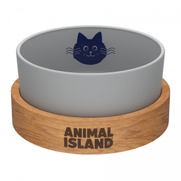 Animal Island miska dla kota z podstawką szklana 900 ml- szara