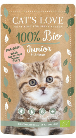 CAT'S LOVE Junior BIO Poultry - ekologiczny drób w naturalnej galaretce 100g