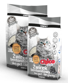 CHICO Żwirek bentonitowy Compact activated carbon 10L