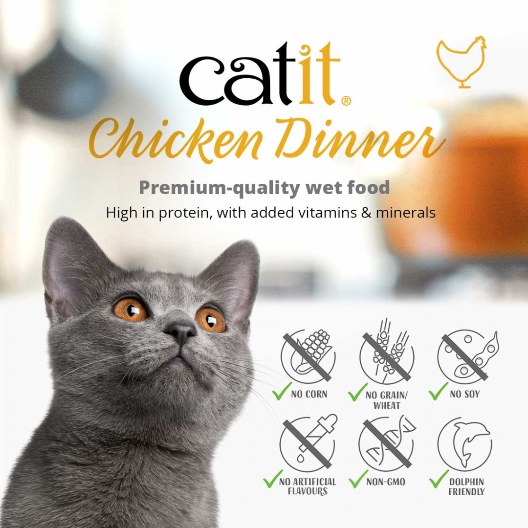 Catit Chicken Dinner kurczak, tuńczyk i jarmuż 80g mokra karma dla kota