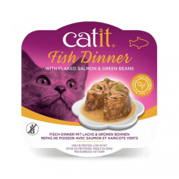 Catit Fish Dinner łosoś i fasolka szparagowa 80g mokra karma dla kota