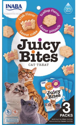 INABA JUICY BITES Wilgotne przysmaki dla kota (3 pack) - przegrzebki & krab