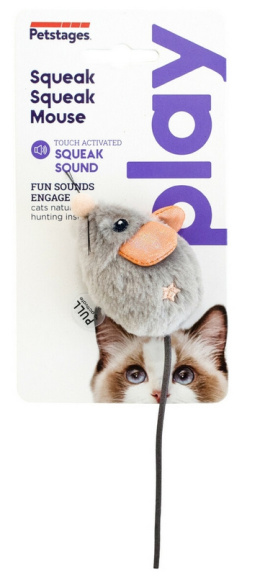 Petstages Squeak Squeak Mouse - pluszowa zabawka myszka piszcząca dla kota