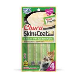 INABA Churu Skin Coat Chicken Scallop - kurczak z przegrzebkami - przysmaki dla kotów 4x14g