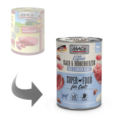 MAC's Superfood Kitten Cielęcina i serca kurczaka 400g