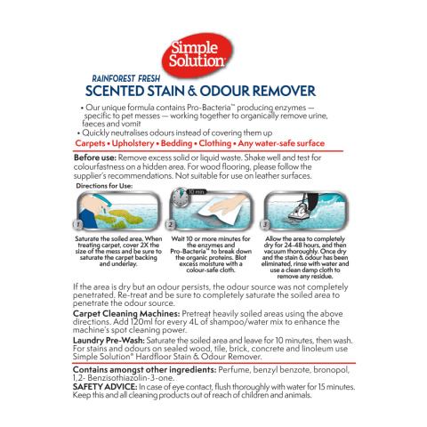 SIMPLE SOLUTION Stain & Odour Remover deszczowy las - odplamiacz i dezodorant 750ml