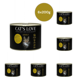 Zestaw 6x200g CAT'S LOVE Kalb & Truthahn - cielęcina i indyk z olejem lnianym i kocimiętką