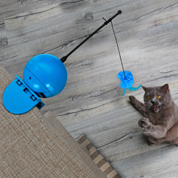 Coockoo Foxy magic ball - interaktywna wędka dla kota niebieska