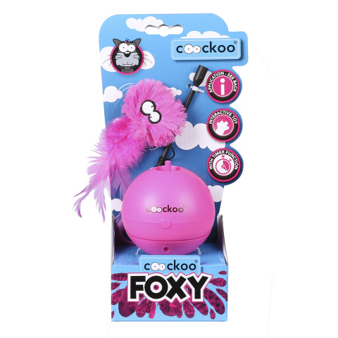 Coockoo Foxy magic ball - interaktywna wędka dla kota różowa