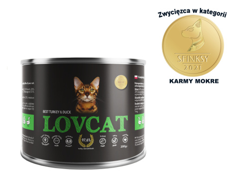 LOVCAT Best Turkey & Duck zestaw dla kotów 6x200g