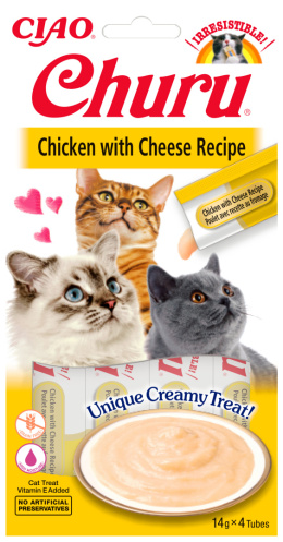 INABA CHURU Kremowe przysmaki dla kotów 4x14g - kurczak & ser