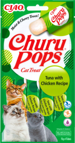 INABA CHURU Pops Tuna with Chicken 4x15g - przysmak dla kota w postaci galaretki