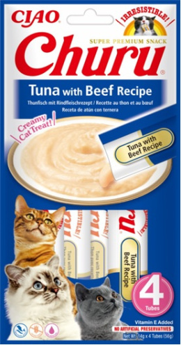 INABA Churu Tuna with Beef - tuńczyk z wołowiną - przysmaki dla kotów 4x14g