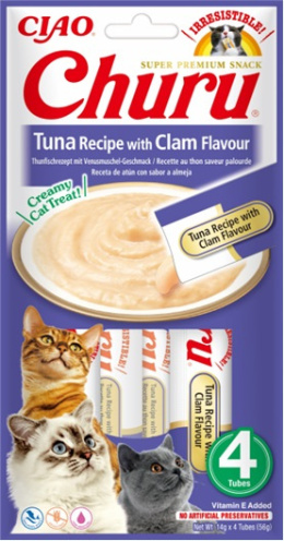 INABA Churu Tuna with Clam - tuńczyk z małżami - przysmaki dla kotów 4x14g