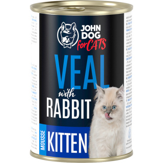 John Dog for Cats Kitten mus cielęcina i królik - karma mokra dla kociąt 400g