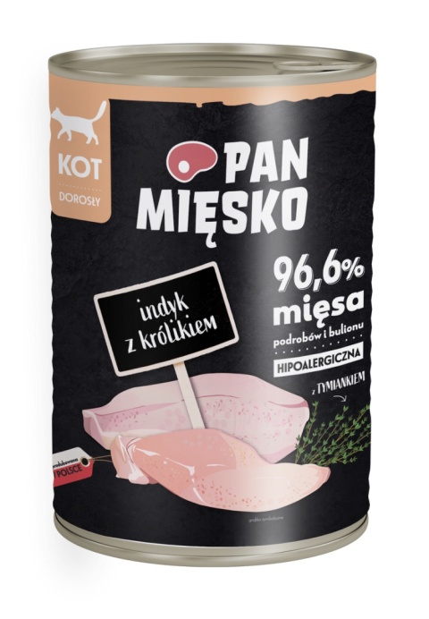 Pan Mięsko indyk z królikiem 400g - mokra karma dla kota