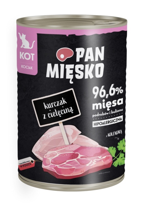 Pan Mięsko kurczak z cielęciną 400g - mokra karma dla kociąt