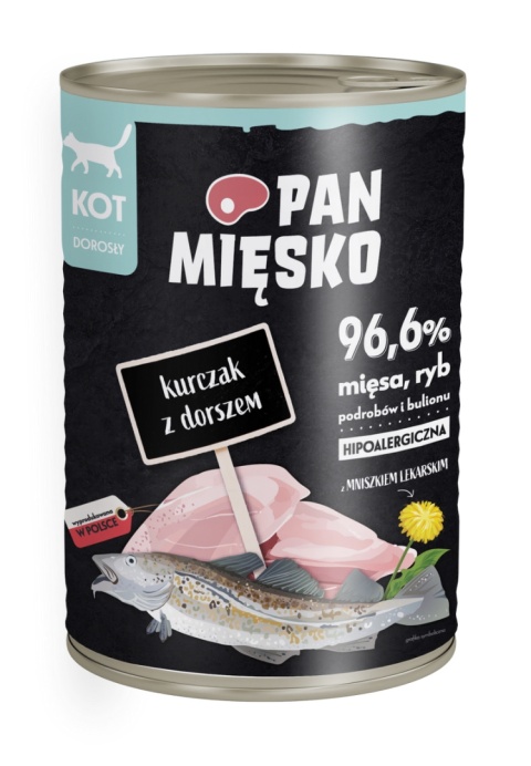 Pan Mięsko kurczak z dorszem 400g - mokra karma dla kota