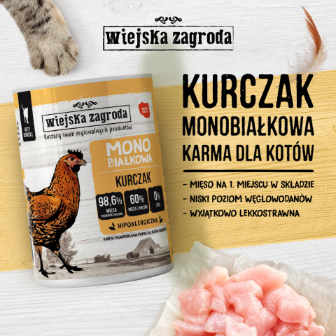 Wiejska Zagroda Monobiałkowa Kurczak dla kota 200g