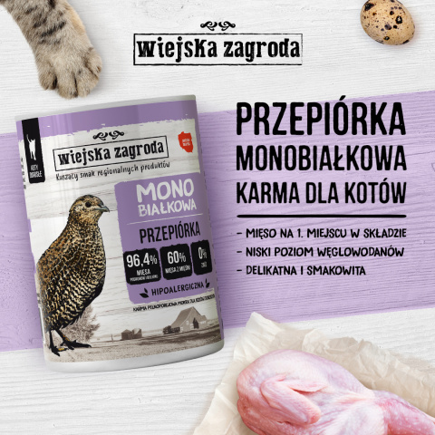 Wiejska Zagroda Monobiałkowa Przepiórka dla kota 400g