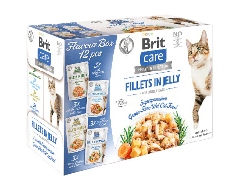 Brit Care Cat Fillets in Jelly Flavour Box saszetki w galaretce multipack 12x85g