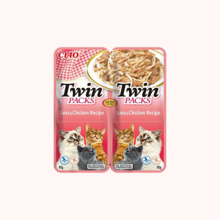 INABA TWIN PACKS z tuńczykiem i kurczakiem w bulionie z tuńczyka - dwupak saszetek dla kota 2x40g