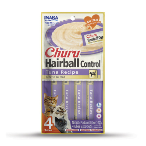 Inaba Churu Hairball Control tuna - tuńczyk - przysmaki dla kotów 4x14g