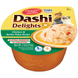 Inaba Dashi Delights kurczak z płatkami tuńczyka Bonito - karma uzupełniająca dla kota 70g