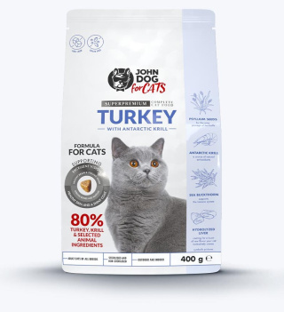 John Dog for Cats indyk z krylem 400g - karma sucha dla dorosłych kotów