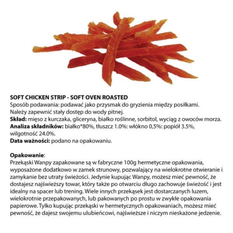 Wanpy Chicken Jerky Strips miękkie paseczki z kurczaka dla kotów 80g