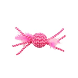 BUBA Piłka z piórkami i sznureczkami różowa - zabawka dla kota