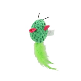 BUBA Pluszowa myszka z ogonkiem z piór zielona - zabawka dla kota