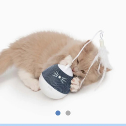 Catit Pixi Spinner biało/niebieski - interaktywny wirujący dozownik smakołyków z lampką nocną dla kotów