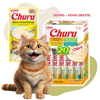 INABA Cat Churu Varieties Chicken - kremowe przysmaki dla kotów z kurczakiem 20x14g + 4x14g gratis!